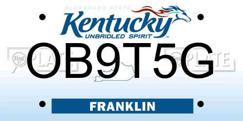 OB9T5G Kentucky License Plate