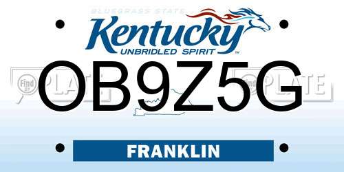 OB9Z5G Kentucky License Plate