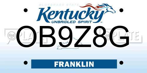 OB9Z8G Kentucky License Plate