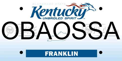 OBAOSSA Kentucky License Plate