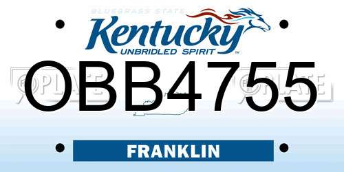 OBB4755 Kentucky License Plate