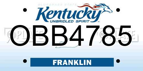 OBB4785 Kentucky License Plate