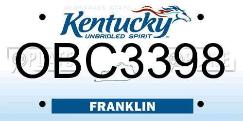 OBC3398 Kentucky License Plate