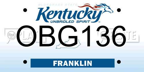 OBG136 Kentucky License Plate