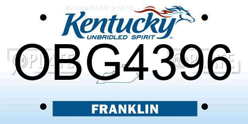 OBG4396 Kentucky License Plate