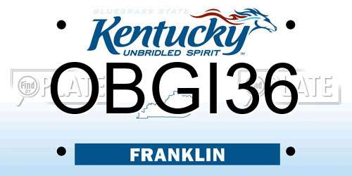 OBGI36 Kentucky License Plate