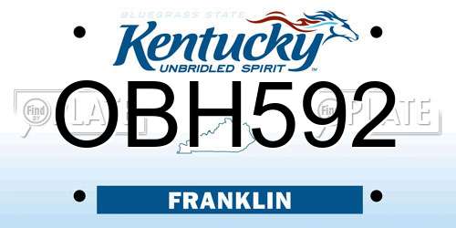 OBH592 Kentucky License Plate