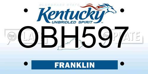 OBH597 Kentucky License Plate