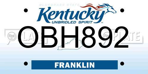 OBH892 Kentucky License Plate