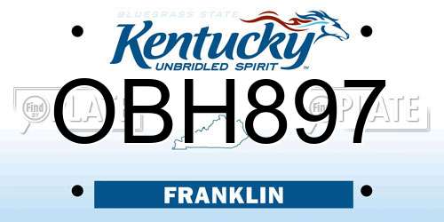 OBH897 Kentucky License Plate