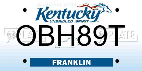 OBH89T Kentucky License Plate