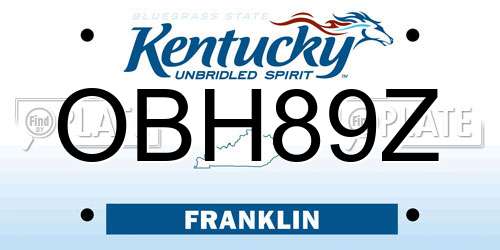 OBH89Z Kentucky License Plate