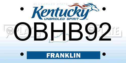 OBHB92 Kentucky License Plate