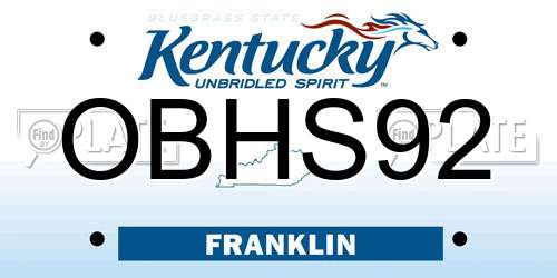 OBHS92 Kentucky License Plate