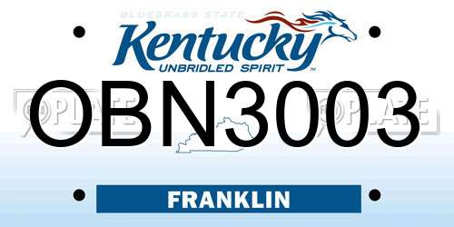 OBN3003 Kentucky License Plate