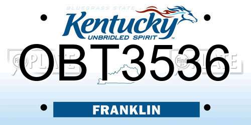 OBT3536 Kentucky License Plate