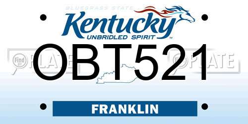 OBT521 Kentucky License Plate