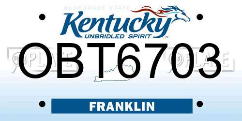 OBT6703 Kentucky License Plate