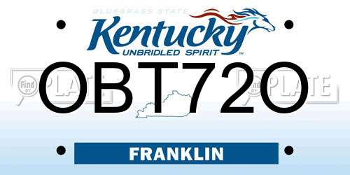 OBT72O Kentucky License Plate