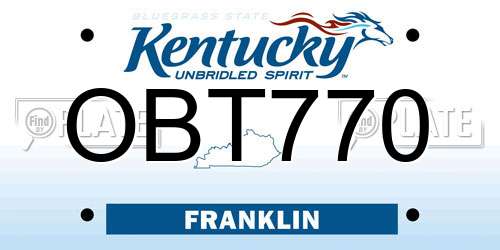 OBT770 Kentucky License Plate
