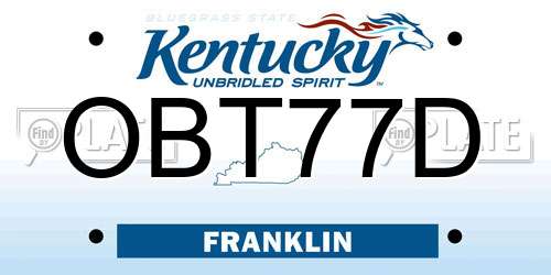 OBT77D Kentucky License Plate
