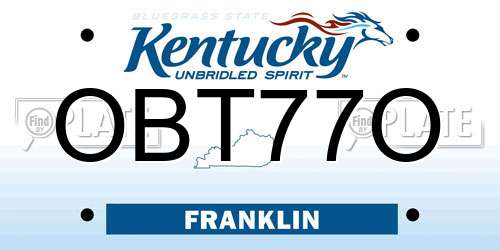 OBT77O Kentucky License Plate