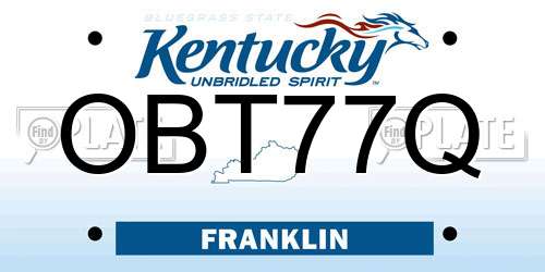 OBT77Q Kentucky License Plate