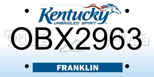 OBX2963 Kentucky License Plate