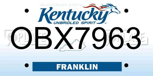 OBX7963 Kentucky License Plate