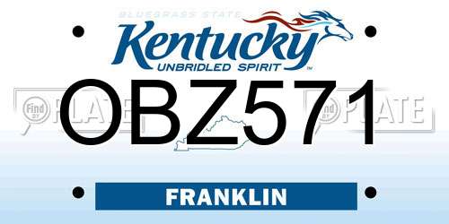 OBZ571 Kentucky License Plate