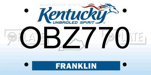 OBZ770 Kentucky License Plate