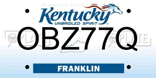 OBZ77Q Kentucky License Plate