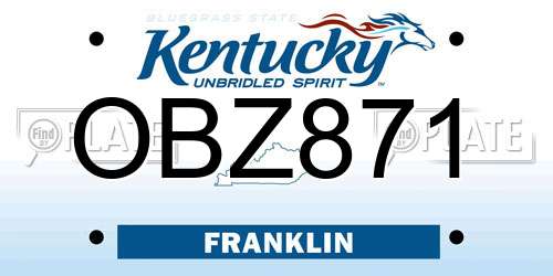 OBZ871 Kentucky License Plate