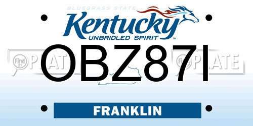 OBZ87I Kentucky License Plate
