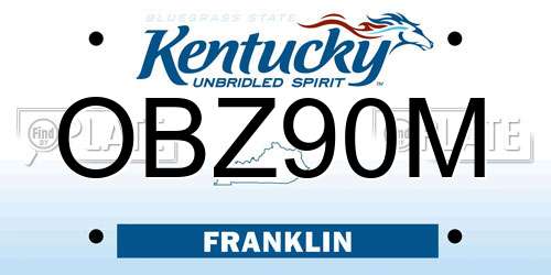 OBZ90M Kentucky License Plate