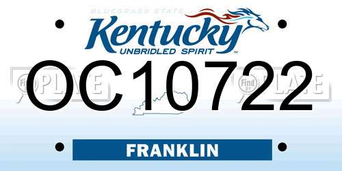 OC10722 Kentucky License Plate
