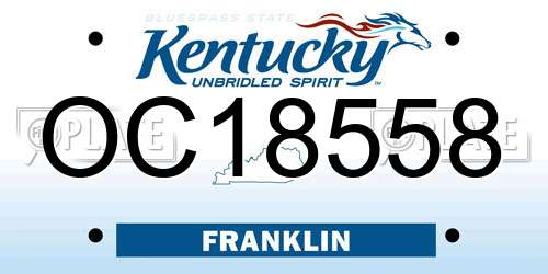 OC18558 Kentucky License Plate