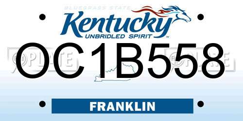 OC1B558 Kentucky License Plate