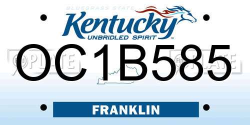 OC1B585 Kentucky License Plate