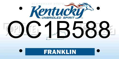 OC1B588 Kentucky License Plate