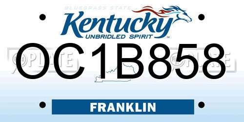 OC1B858 Kentucky License Plate