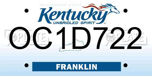 OC1D722 Kentucky License Plate