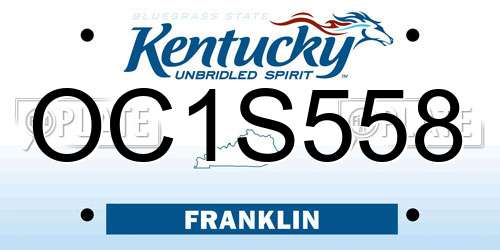 OC1S558 Kentucky License Plate