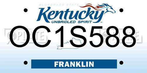 OC1S588 Kentucky License Plate