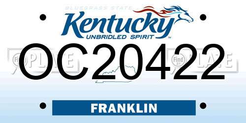 OC20422 Kentucky License Plate