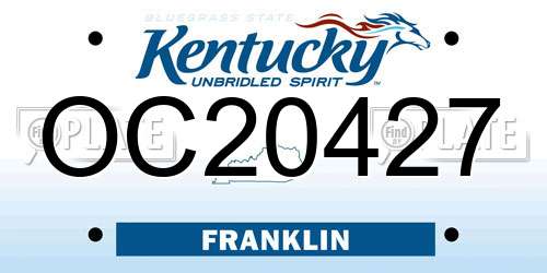 OC20427 Kentucky License Plate