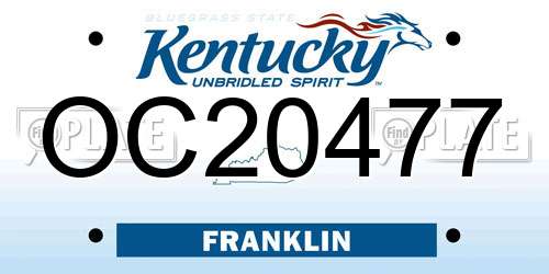 OC20477 Kentucky License Plate
