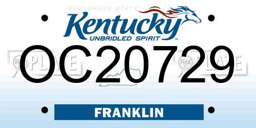 OC20729 Kentucky License Plate