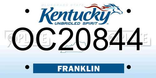 OC20844 Kentucky License Plate
