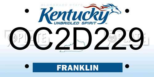 OC2D229 Kentucky License Plate